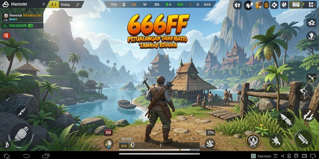 Tangkapan layar dari gameplay 666FF di dunia terbuka yang luas.