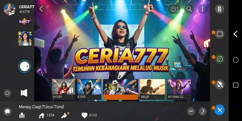 Screenshot CERIA777 menampilkan antarmuka musik yang menarik dan interaktif.
