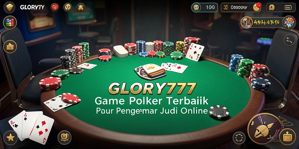 Tampilan gameplay Poker yang mendebarkan di GLORY777.