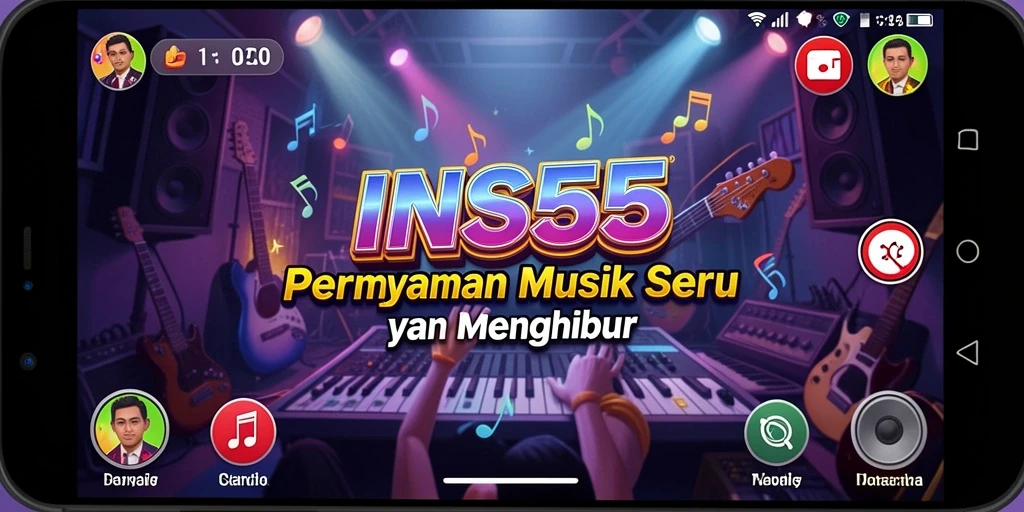 Screenshot menunjukkan gameplay menyenangkan dengan berbagai lagu seru.