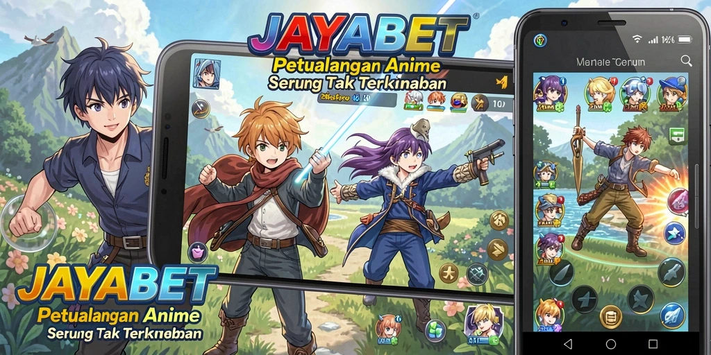 Screenshot gameplay JAYABET dengan karakter anime yang beraksi.