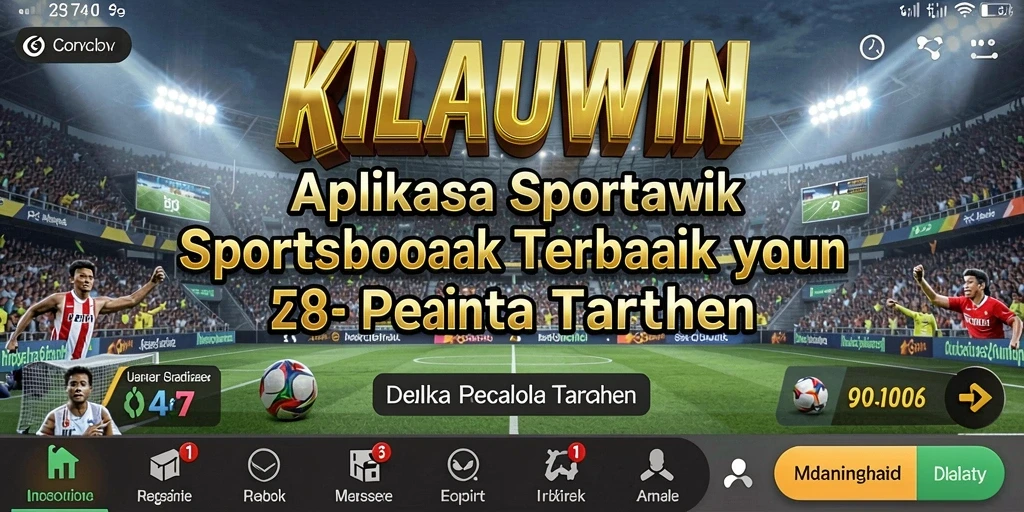 Tampilan screenshot utama KILAUWIN menampilkan antarmuka Sportsbook yang menarik.