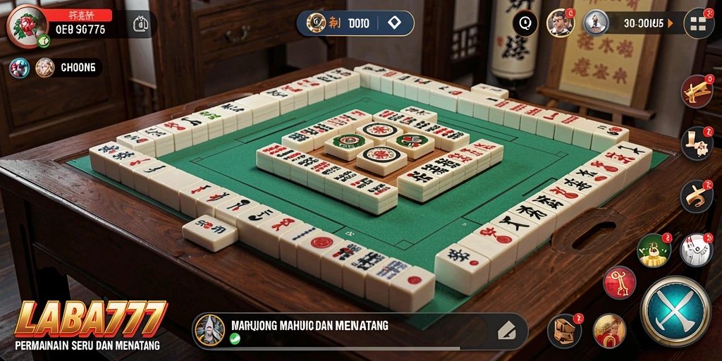 Screenshot menunjukkan gameplay Mahjong yang seru dan menantang di LABA777.
