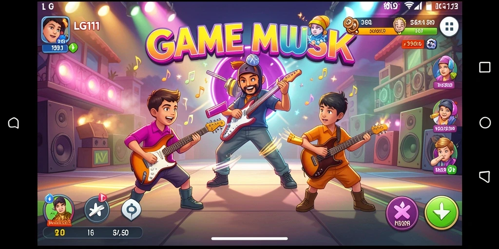 Tampilan permainan LG111 dengan gameplay musik yang interaktif.