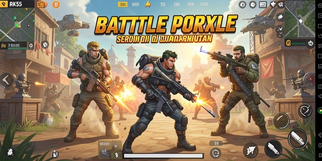 Gameplay mendebarkan dalam pertempuran Battle Royale.