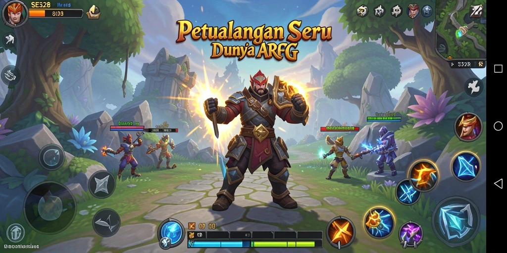 Screenshot utama SE328 menampilkan pertempuran seru dan karakter yang menawan.