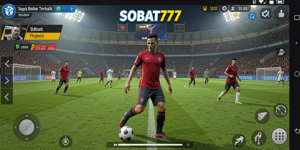 Tampilan gameplay seru di SOBAT777 dengan aksi sepak bola yang mendebarkan.